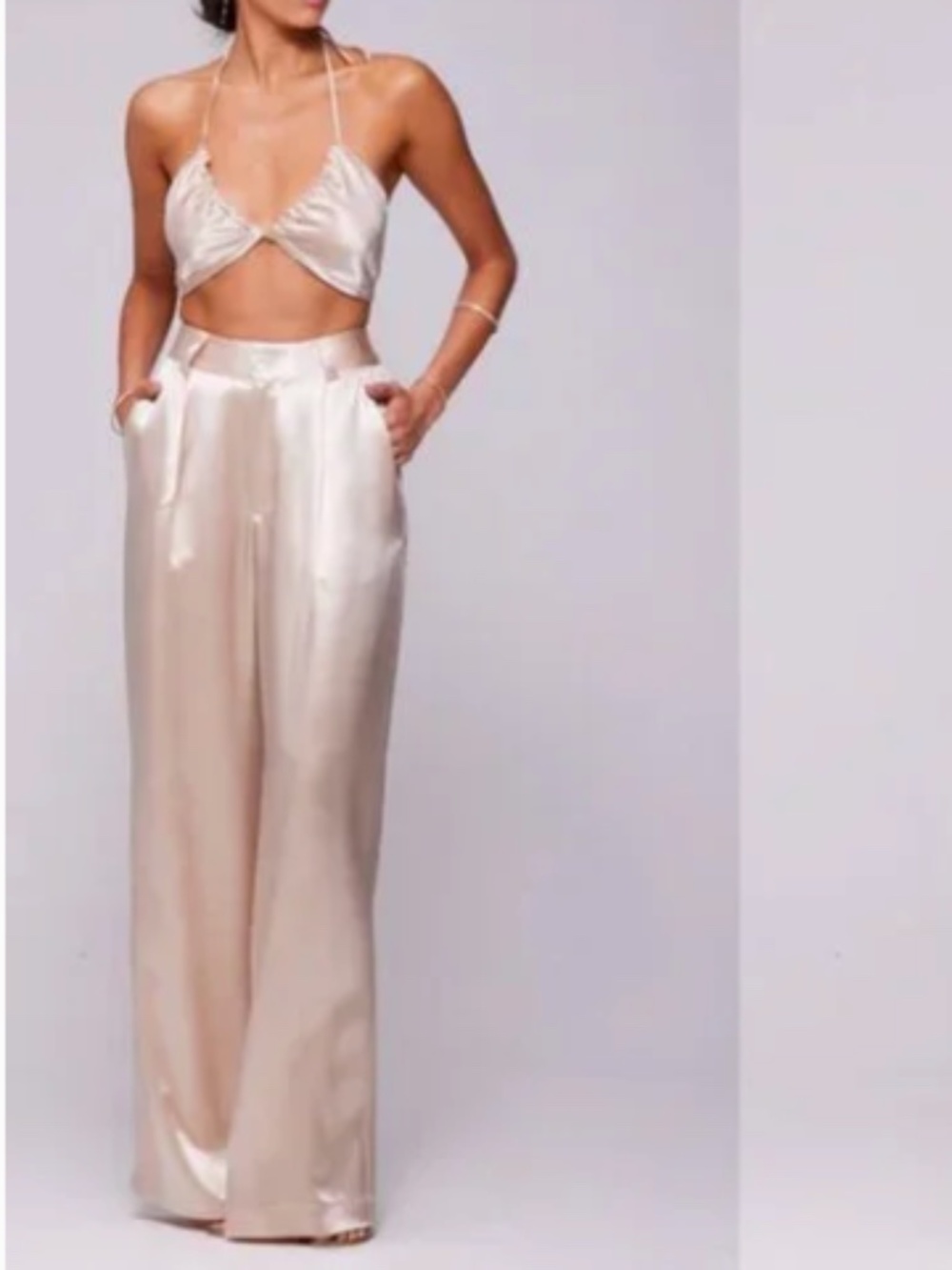 NWT RESA SET- Sasha Wide-Leg High-Rise Trouser & Top in **PEARL**